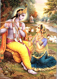 Radha Krishna playing flute